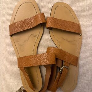J.Crew Jules Brown Pebbled Leather Sandals